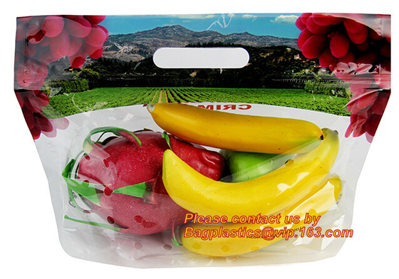 bolso del paquete de la pera de la cereza de la fruta fresca con el agujero de respiración, uva Cherry Vegetable Packing Protection Bag, FRU de la fruta de la cremallera