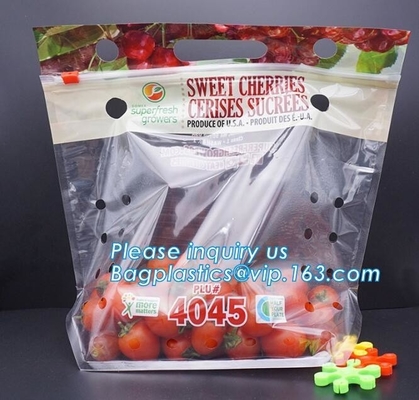 expresado impreso dan fruto el bolso de Coex, los agujeros de Zip lockkk Cherry Tomato Packaging Bags With, las frutas y el empaquetado de empaquetado de los cheeries