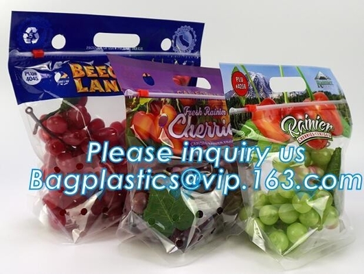 bolso zippered impreso claro reutilizable del resbalador del almacenamiento para las verduras y las frutas, fruta fresca reciclable que empaqueta Zip lockkk w