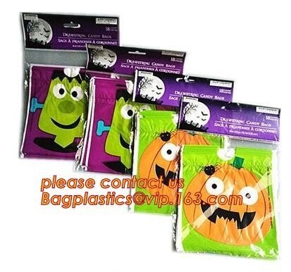 El regalo plástico de la invitación de Halloween empaqueta bolsos del caramelo de la Navidad, el bolso del bolso PE de la invitación de 50pcs Halloween/el bolso del regalo con el bolso y el heade del opp