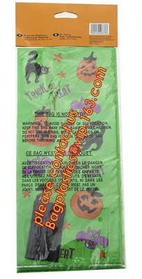 Bolso plástico con los lazos de torsión negros, bolso de la invitación del violoncelo de Halloween CPP del caramelo de los niños del bolso de la calabaza para el bolso Festiva de la toma de los niños