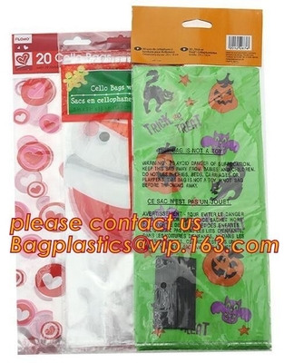 Bolso plástico con los lazos de torsión negros, bolso de la invitación del violoncelo de Halloween CPP del caramelo de los niños del bolso de la calabaza para el bolso Festiva de la toma de los niños