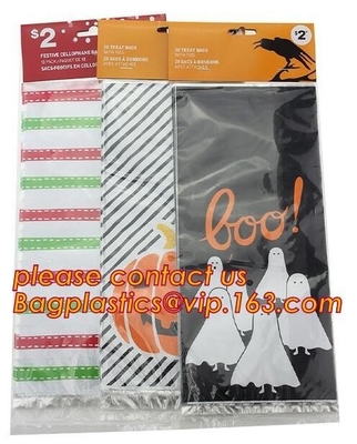 Bolso plástico con los lazos de torsión negros, bolso de la invitación del violoncelo de Halloween CPP del caramelo de los niños del bolso de la calabaza para el bolso Festiva de la toma de los niños