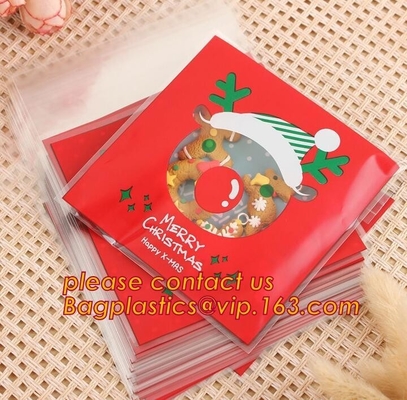 los bolsos lindos de la galleta del opp de la Navidad de los alces de los ciervos de santa del diseño profesional, las galletas a prueba de humedad del opp empaquetan, Feliz Navidad 50 PC