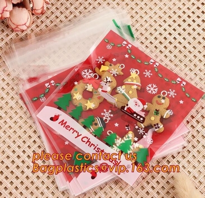 los bolsos lindos de la galleta del opp de la Navidad de los alces de los ciervos de santa del diseño profesional, las galletas a prueba de humedad del opp empaquetan, Feliz Navidad 50 PC