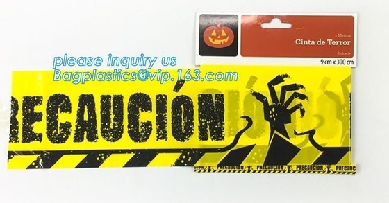 Cintas de cuidado para la decoración del acontecimiento, cintas de la precaución de Halloween, Halloween de la precaución PE del tema de la fiesta de cumpleaños de Halloween que advierte T