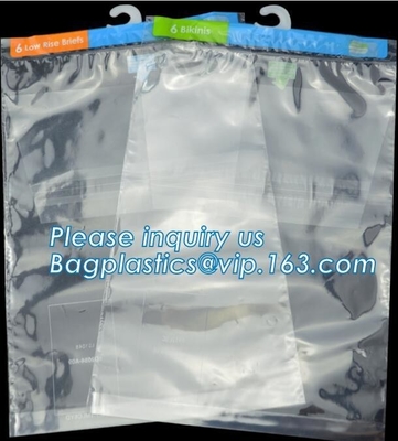 Bolso plástico para empaquetar en festivales, bolso de empaquetado con los botones, sistema Transp del gancho de la suspensión de la sábana del PVC de la suspensión de los efectos de escritorio