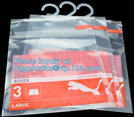 Bolso plástico para empaquetar en festivales, bolso de empaquetado con los botones, sistema Transp del gancho de la suspensión de la sábana del PVC de la suspensión de los efectos de escritorio