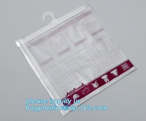 Bolso para el paquete de la ropa interior, bolso de la suspensión de /PVC del bolso del gancho del PVC bag/PVC de la cremallera del embalaje plástico del PVC con la suspensión clara del bolso de la suspensión