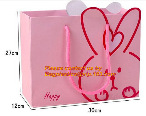 venta caliente de encargo de lujo de la bolsa del papel de las compras del color, bolsa de papel colorida del regalo del caramelo de la boda del PVC del ANIMAL DOMÉSTICO de OPP, LOGOTIPO de la MARCA