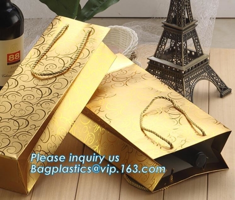 Bolsa ancha de lujo impresa del papel de Brown Kraft de la base, bolsa de lujo negra de capa del papel para imprimir con la cinta