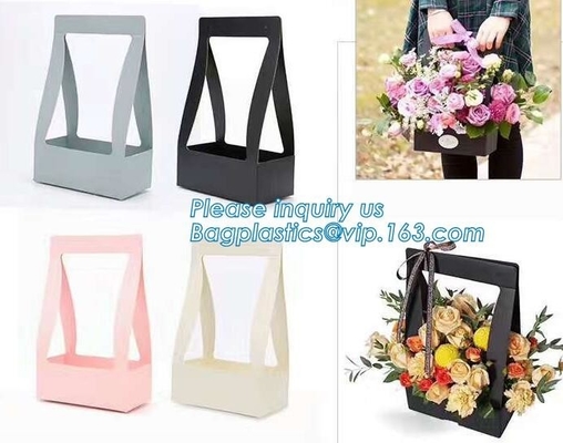 Bolsa de papel de la flor del bolso del regalo de la manija de papel plana del diseño de la moda, bolsa agradable del papel de imprenta de las flores del estilo, bageas