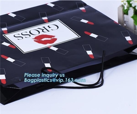 bolsa de papel iridiscente de las bolsitas blancas de lujo, China que imprime el bolso de papel torcido de lujo de la manija de la fabricación, bagplastics, packa