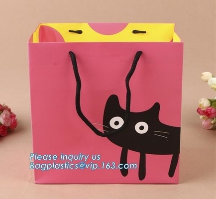 Bolso de papel de lujo con las manijas, bolsa del partido del bolso de compras del portador del regalo de papel impresa para el bolso de compras de la ropa, bageas