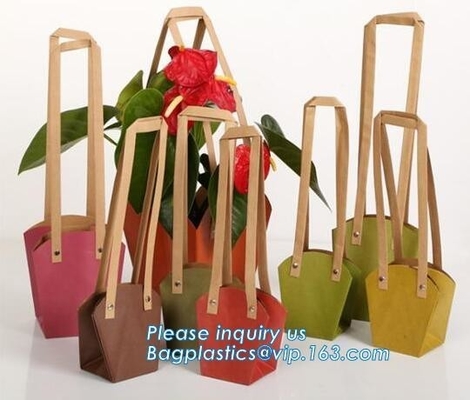 Calidad CMYK del OEM del fabricante de la bolsa de papel la mejor coloreó las bolsas de papel de la flor del bolso del regalo de Kraft, portador modificado para requisitos particulares de la flor