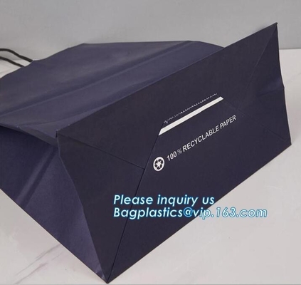 Bolsa inferior cuadrada coloreada de encargo del papel con la manija de la cuerda, bolso de envío de envío plástico pac de la fábrica de la impresión de China