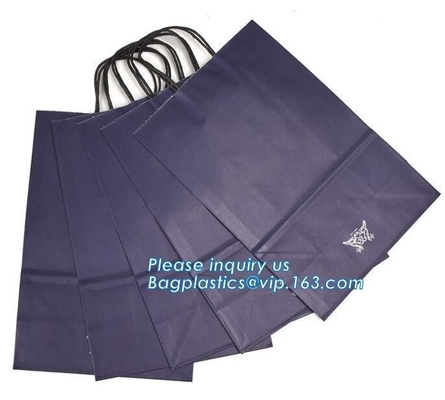 Bolsa inferior cuadrada coloreada de encargo del papel con la manija de la cuerda, bolso de envío de envío plástico pac de la fábrica de la impresión de China
