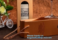 Bolso de encargo del regalo del vino del papel de imprenta del color oro respetuoso del medio ambiente del cmyk, bolso de papel promocional del vino/bolso del vino del regalo para el custo del vino
