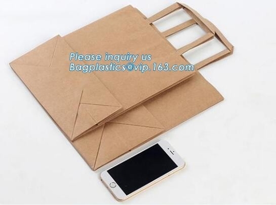 Bolso de compras de papel impreso púrpura modificado para requisitos particulares de Kraft con las manijas de papel para el suéter, bolso impreso de encargo de papel W de la bolsa