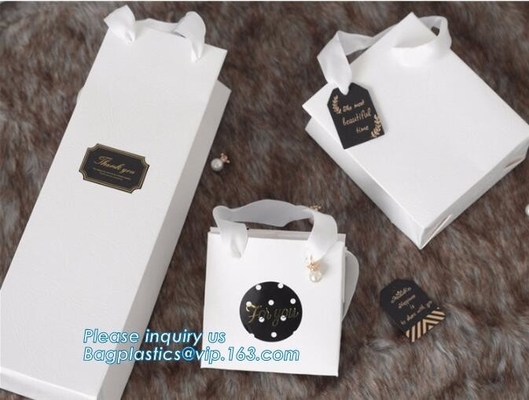 Bolso de compras de papel impreso blanco y colorido modificado para requisitos particulares de lujo con el logotipo, compras de papel avanzadas del portador material de la orden