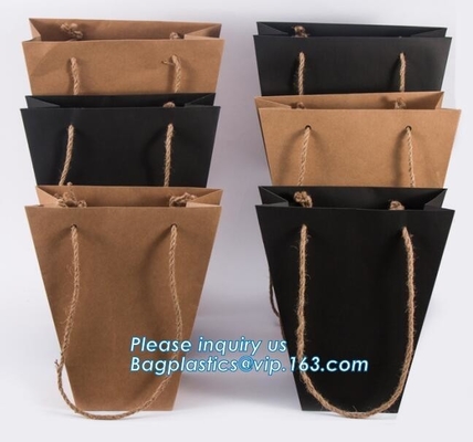 La bolsa de la flor modificó la bolsa de papel para requisitos particulares de Kraft de las plantas de tiesto con la manija que sellaba el logotipo