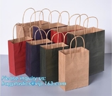 Impresión de encargo Logo Shopping Tote Carrier de la manija de la bolsa de papel de Brown Kraft