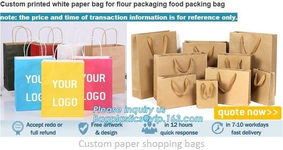 Bolso de compras de papel torcido de lujo impreso de la manija del empaquetado al por menor de Eco con el logotipo