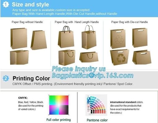 Los bolsos de Laudry Kraft, bolsos de ropa, paquete reciclaron la bolsa de papel marrón de Kraft torcieron las compras de las manijas que empaquetaban la bolsa de papel de Kraft