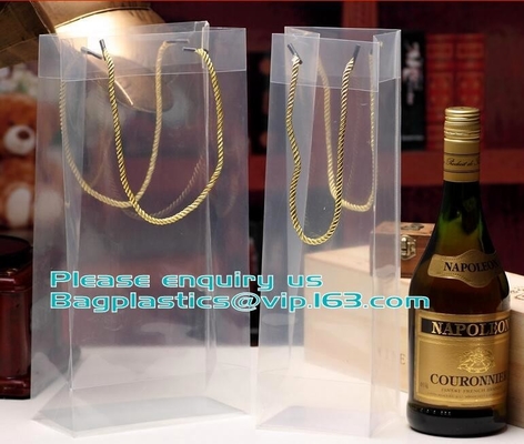 Bolso plástico transparente de la manija de las compras de los PP con la manija, la bolsa de plástico de nylon blanca clara del PVC de los PP/de la manija para el acondicionamiento de los alimentos