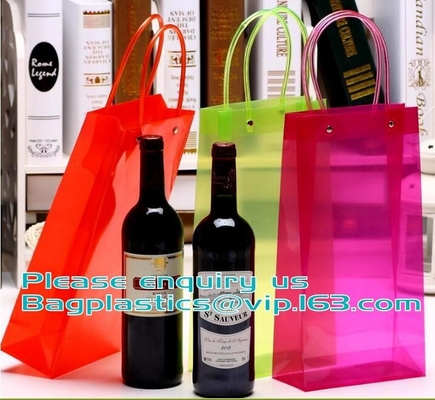 Bolso plástico transparente de la manija de las compras de los PP con la manija, la bolsa de plástico de nylon blanca clara del PVC de los PP/de la manija para el acondicionamiento de los alimentos
