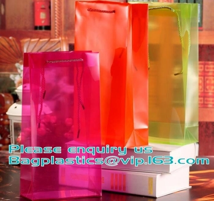 Bolso plástico transparente de la manija de las compras de los PP con la manija, la bolsa de plástico de nylon blanca clara del PVC de los PP/de la manija para el acondicionamiento de los alimentos