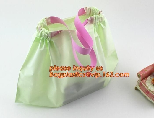 Bolso de basura plástico de encargo de la cinta del drenaje del HDPE biodegradable para la basura, aduana plástica del bolso de lazo del drawtape industrial