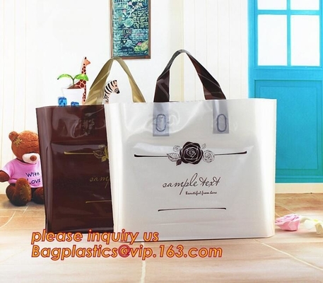 La bolsa de plástico suave de la manija del lazo con Logo Shopping Bag For Clothing de encargo que empaqueta, manija suave barata biodegradable S del lazo