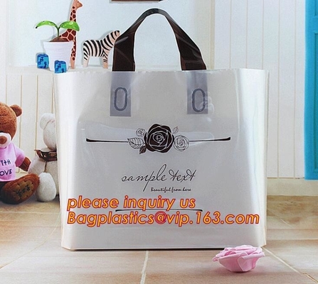 La bolsa de plástico suave de la manija del lazo con Logo Shopping Bag For Clothing de encargo que empaqueta, manija suave barata biodegradable S del lazo