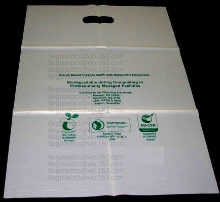 Bolso de empaquetado que hace compras cortado con tintas oro negro plástico polivinílico biodegradable abonable de la manija con el PAQUETE de encargo del PLA PBAT del logotipo