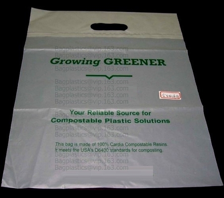 Bolso de empaquetado que hace compras cortado con tintas oro negro plástico polivinílico biodegradable abonable de la manija con el PAQUETE de encargo del PLA PBAT del logotipo