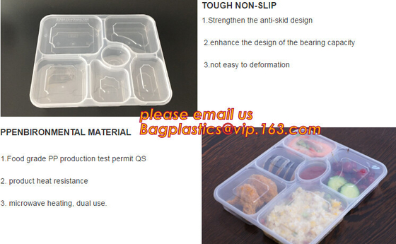 Bandeja plástica disponible de la comida de la ampolla, bandeja plástica disponible negra modificada para requisitos particulares venta al por mayor de los alimentos de preparación rápida, bandeja plástica, bagease
