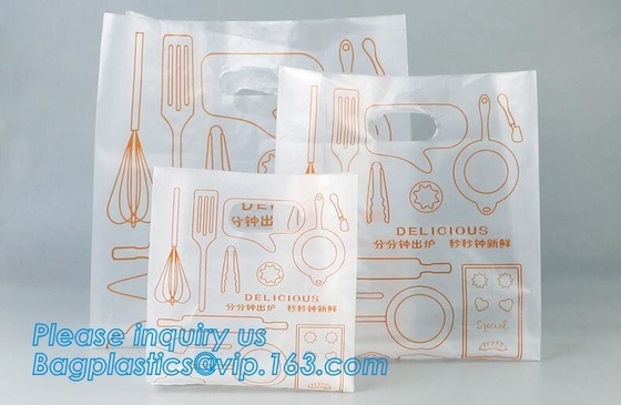 Los bolsos de la preparación de la comida, bolsos de los alimentos de preparación rápida, bolsos de la entrega de la comida, llevan las bolsas, bolsos de la panadería, bolsos cortados con tintas de la manija, bolsos de la pizza, pac