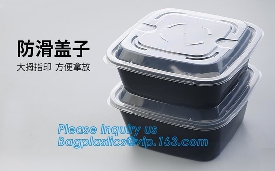 caja plástica durable del bento de la preparación de la comida de la comida de 3 compartimientos, caja fresca plástica moderna de la categoría alimenticia del estilo/caja del bento/fiambrera pac