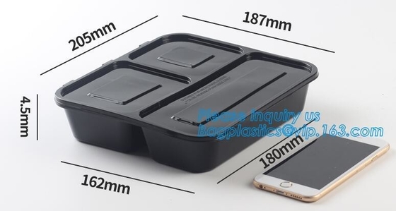 Caja plástica disponible de la entrega de la comida que imprime el sushi Tray For Food Packaging, comida plástica negra disponible material del sistema de prevención de intrusiones basado en host