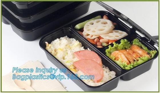 Caja plástica disponible de la entrega de la comida que imprime el sushi Tray For Food Packaging, comida plástica negra disponible material del sistema de prevención de intrusiones basado en host