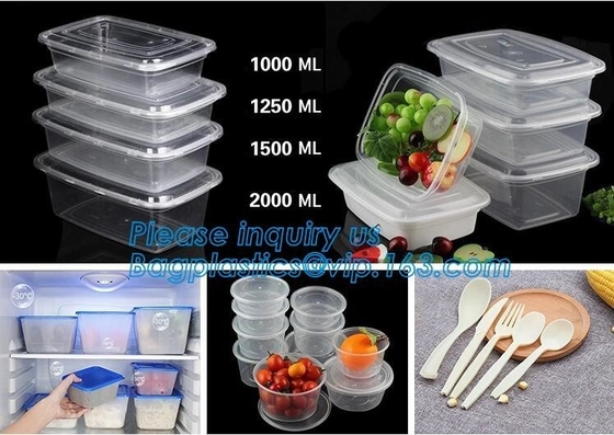 El contenedor de almacenamiento de fresco-custodia plástico transparente de la comida, fiambrera plástica de la comida, porciones de la comida encajona la comida perfecta de las porciones