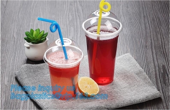 la taza plástica del ANIMAL DOMÉSTICO 600ml con la tapa para el jugo, biodegradebale transparente de la bebida fría de la categoría alimenticia 12oz 375ml ACARICIA los plas disponibles