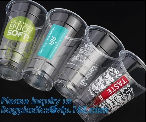 El biodegradebale transparente de la bebida fría de la categoría alimenticia 12oz 375ml ACARICIA la taza de consumición plástica de la taza/línea aérea plástica disponible