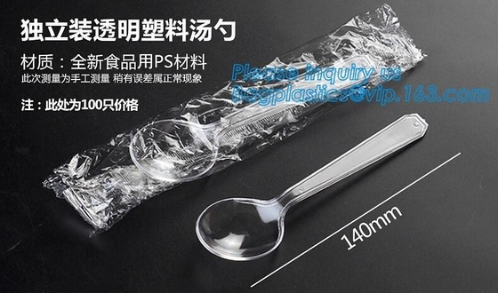 Bifurcaciones plásticas de los cubiertos 100 del Sistema-peso pesado disponible de los platos y cubiertos, 100 cucharas, 100 cuchillos, cubiertos plásticos disponibles picosegundo de los PP