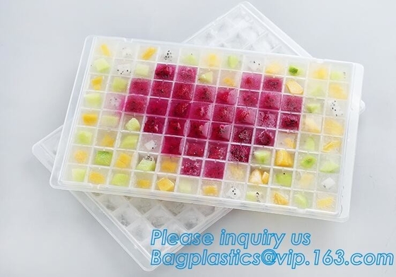 El FDA certificó la tienda que las habas frescas hielan a Tray Trays con la tapa, envase de la bandeja del cubo de hielo, Po del envase del cubo del compañero del molde del silicón