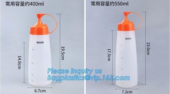 Botellas plásticas del apretón del LDPE de la categoría alimenticia del chile de tomate de la salsa de tomate caliente suave de la salsa, botella plástica de la salsa del apretón de la categoría alimenticia 16oz