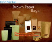 La categoría alimenticia 100% modificó la bolsa de papel para requisitos particulares biodegradable sellada lado reciclable de la cremallera ocho de Eco para el envasado de alimentos, Brown Kraft