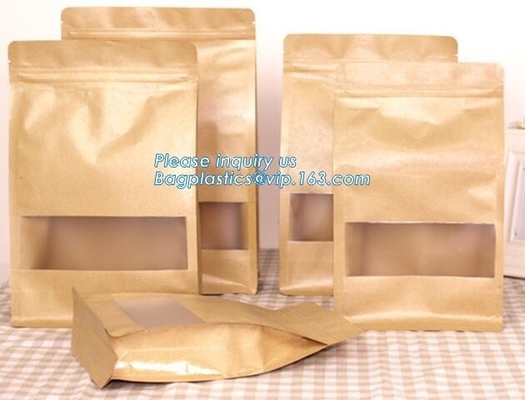 Bolso de papel de Zip lockkk del papel de aluminio de Kraft de la categoría alimenticia, cereales que embalan, condimentos, caramelos, tés, nueces, bocado, acondicionamiento de los alimentos pac