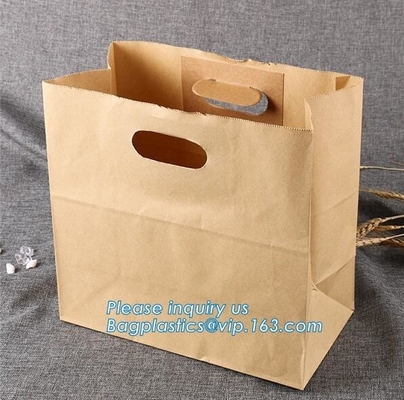 La bolsa de papel al por mayor de Kraft para la bolsa de papel del pan de la panadería para el pan, carbono calificó la bolsa de papel del arte de Brown del pan que hacía compras, PAQUETE